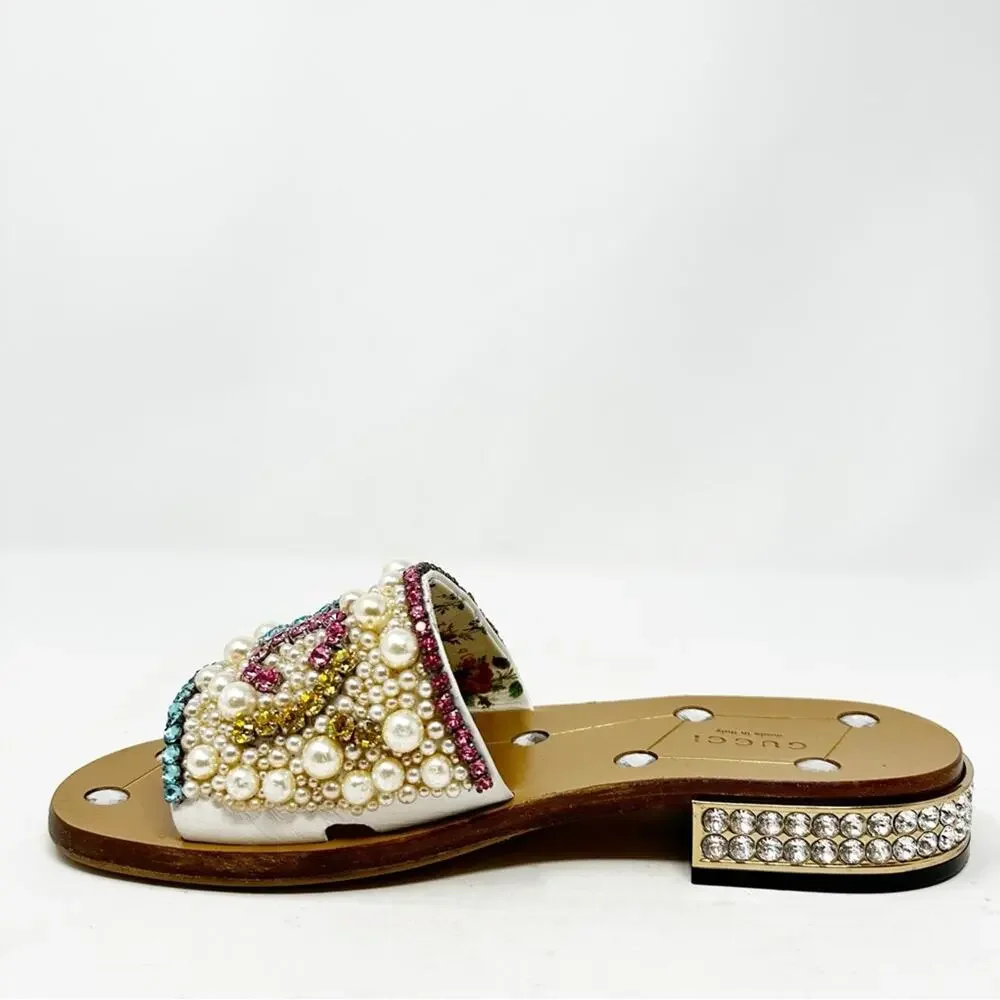 Gucci Pearl Crystal Slide Sandals Womens Size EU 37 - Picture 8 of 15
